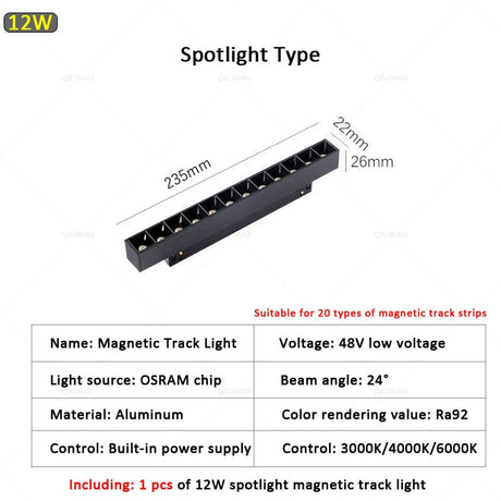  Modern Magnetic Track Lights Embedded LED Spotlight Downlight Living Room Without Main Light Lighting Grille Lamp Series