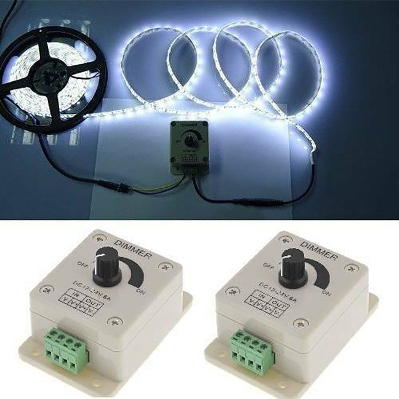 Manual LED Dimmer PWM Controller 12V-24V DC 8A Brightness Controller Light Strip Controller