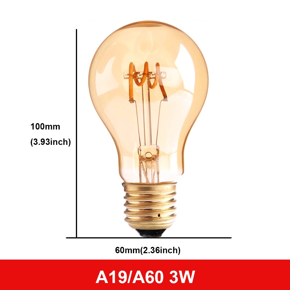 E27 LED Bulb 220V Dimmable Vintage Spiral LED Filament Light Bulb A19 4W Retro Incandescent Decoration Led Lighting Lamp Ampoule