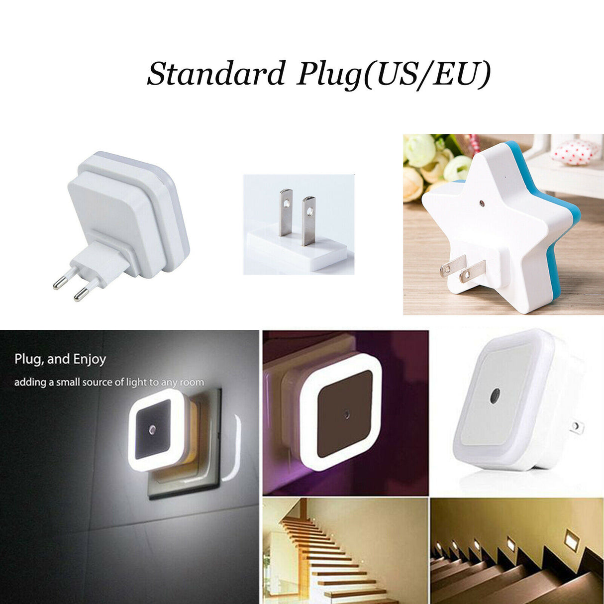 LED Night Light Mini Cute Wall Plug-in Auto Sensor Bedside Lamp For Bedroom Kid&#39;s Room Hallway Corridor Stairs EU/US 110V 220V