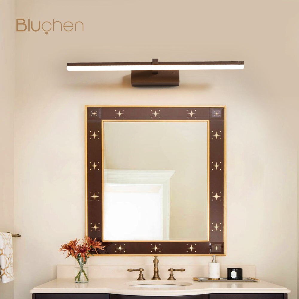 Modern Wall Light Fixture Brown White Silver Golden Led Wall Lamp 55 80 100 cm Long Picture Light Aluminum Bathroom Mirror Light