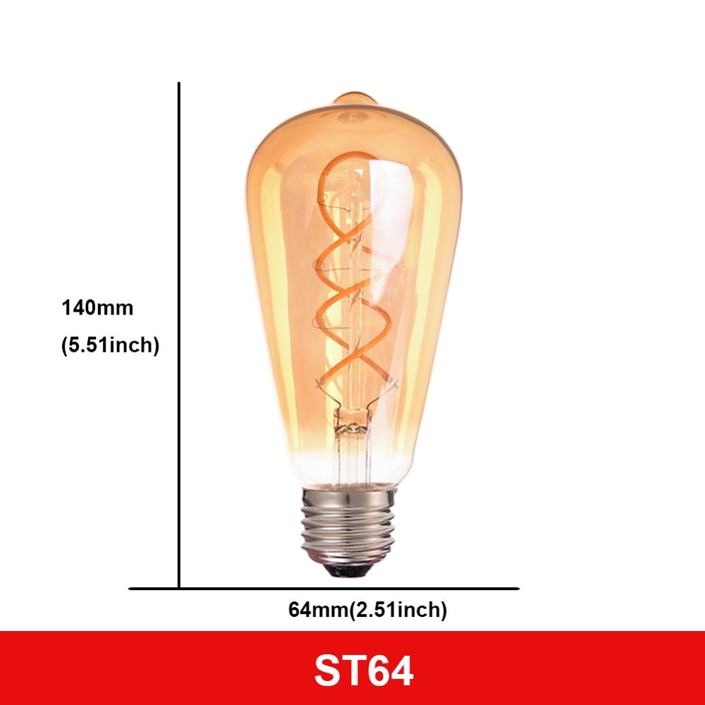 E27 LED Bulb 220V Dimmable Vintage Spiral LED Filament Light Bulb A19 4W Retro Incandescent Decoration Led Lighting Lamp Ampoule