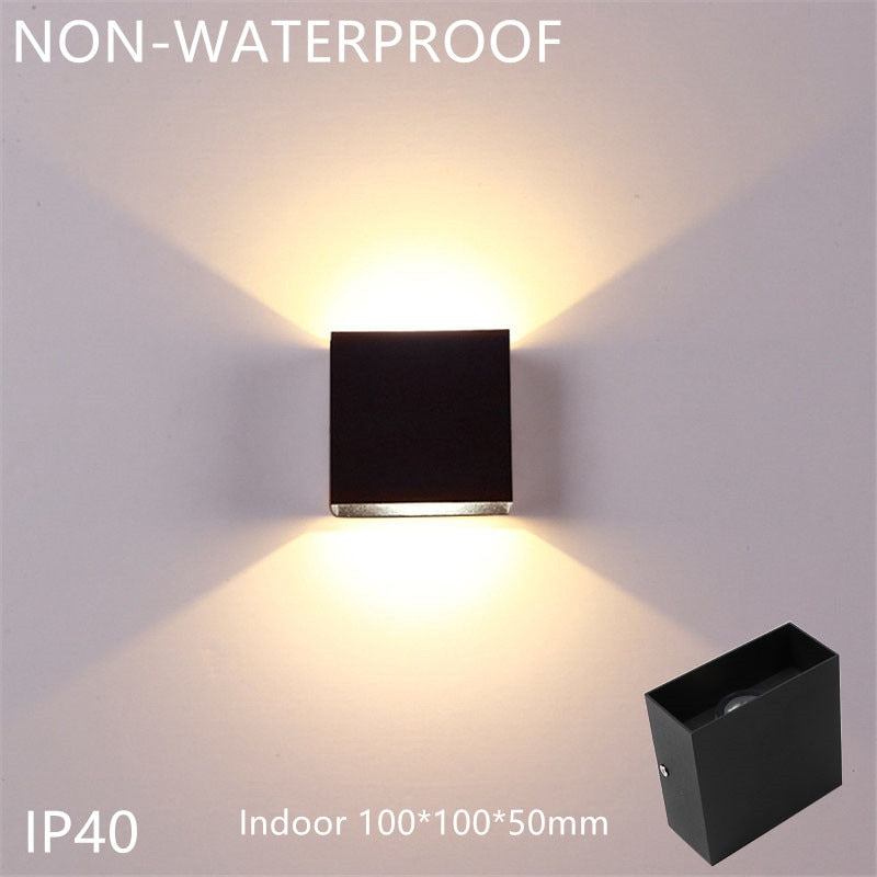 LED Outdoor Wall Lamp Aluminum Balcony Surface Mounted Cube Garden Porch Light Indoor &amp; Exterio IP65 Waterproof Modern Bulbs