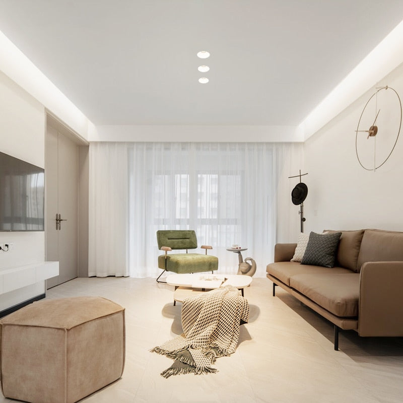 BRGT LED Spot Light Frameless Embedded Lights 7W COB Ceiling Lamp 85-265V Trim less Aluminum Recessed Downlight Indoor Lighting