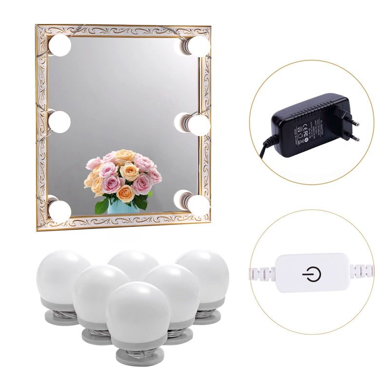 AIBOO LED Makeup Light kit,6/10/14/16Touch Dimmable Mirror Bulbs Hollywood Vanity Lighting lights for Dressing table bathroom