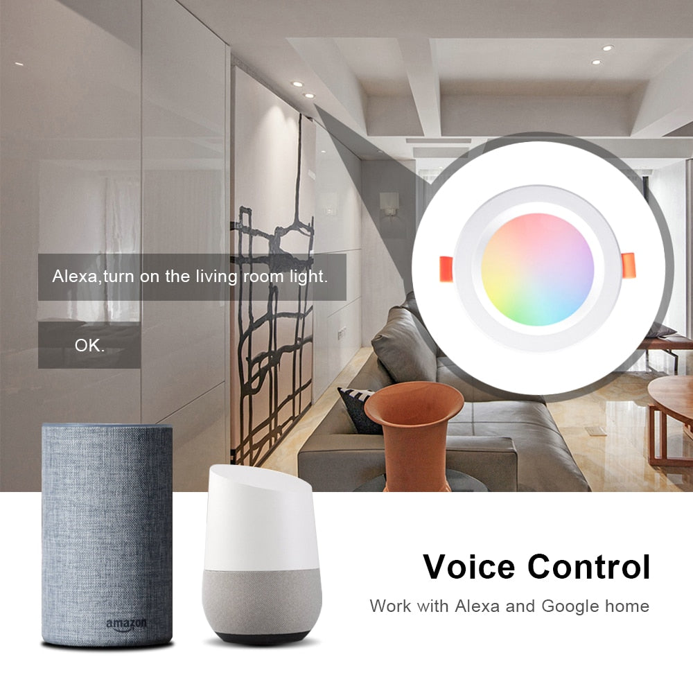 AVATTO Tuya Smart WiFi LED Downlight, 7W 9W RGB Cool &amp; Warm White Smart Home Round Spotlight works with Alexa Google Home