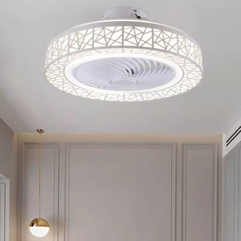 Nordic postmodern intelligent LED ceiling fan with lamp remote control bedroom decorative fan invisible silent ceiling fan lamp