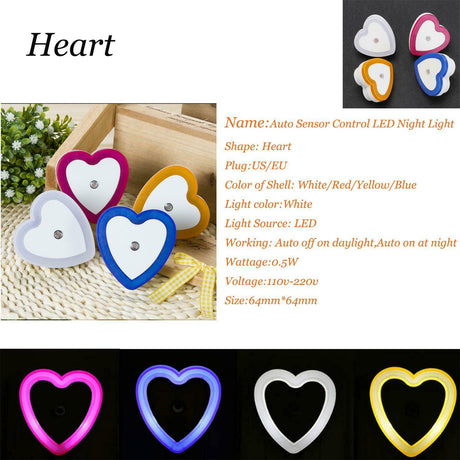 LED Night Light Mini Cute Wall Plug-in Auto Sensor Bedside Lamp For Bedroom Kid&#39;s Room Hallway Corridor Stairs EU/US 110V 220V