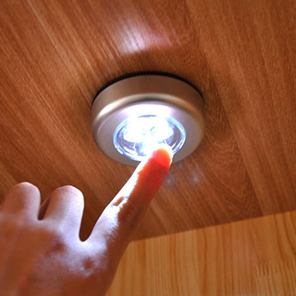 Wireless LED Night Light For Cabinet Kitchen Wall Lamp Battery Powered Stick Tap Touch Push Security Closet