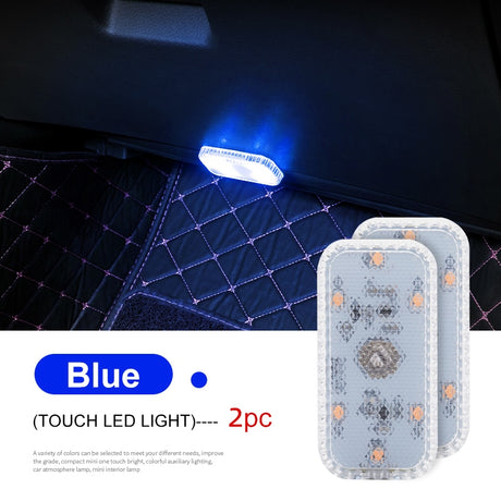 LED Touch Light Mini Wireless Car Interior Lighting Auto Roof Ceiling Reading Lamp for Door Foot Trunk Storage Box USB Charging