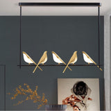 Nordic Golden Bird LED Chandelier Parlor Bar Bedside Hanging Light Fixture Novelty 360 Degree Rotation Replaceable LED Home Deco