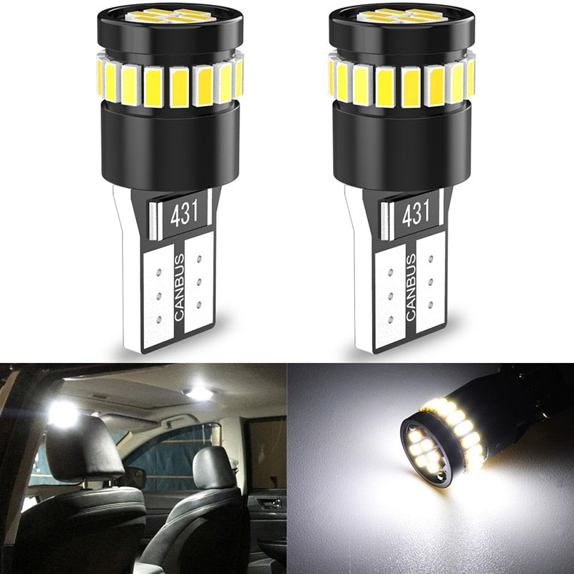 2pcs T10 W5W led Canbus Bulbs 168 194 no error led Parking lights Interior Dome Lights 24SMD 3014 White 12V for Audi BMW Benz