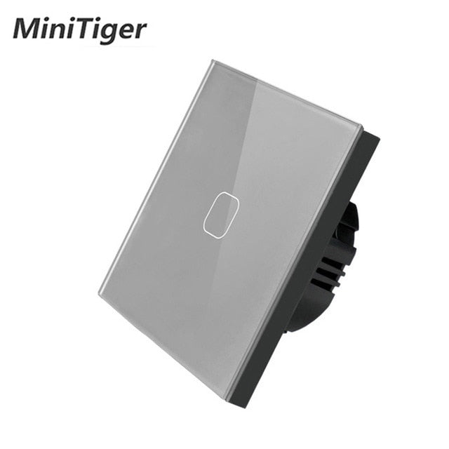 EU Standard Touch Switch 1 Gang 1 Way wall Light Touch Screen Switch Crystal Glass Panel With LED