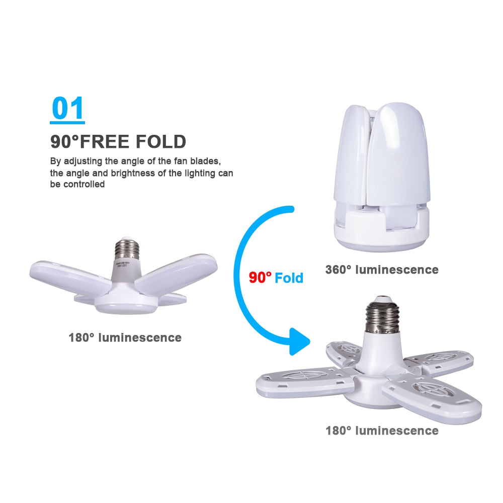 LED Bulb Fan Blade AC85-265V 28W Foldable Led Light Bulb Lampada For Home Ceiling Light  Small Garage Light night lamp