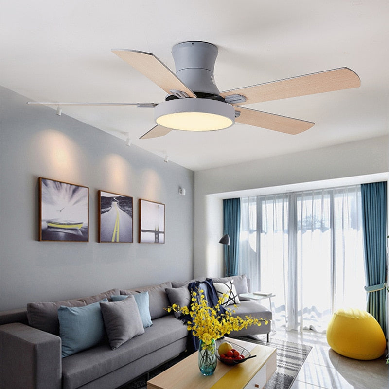 52 inch modern ceiling fan fans with lights remote control ventilator lamp bedroom decor air cooling  five blade