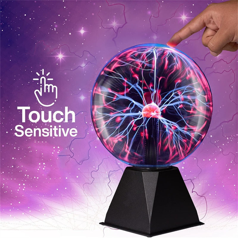 8 Inch sound control Magic Plasma Ball Lamp LED Night Light Atmosphere Touch Glass Plasma Light Christmas Party Decor Lighting