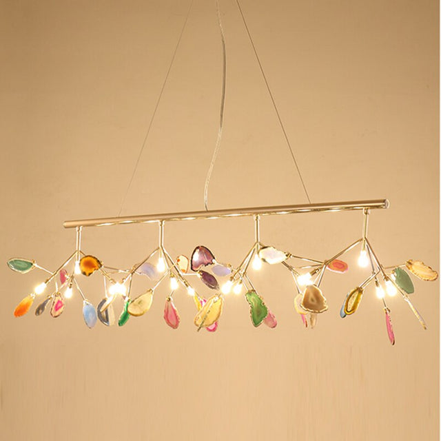 American Branch Agate Chandelier for Dining Room Simple Creative Carnelian Chandelier Hanging Home Decors Indoor Lighting Fixture