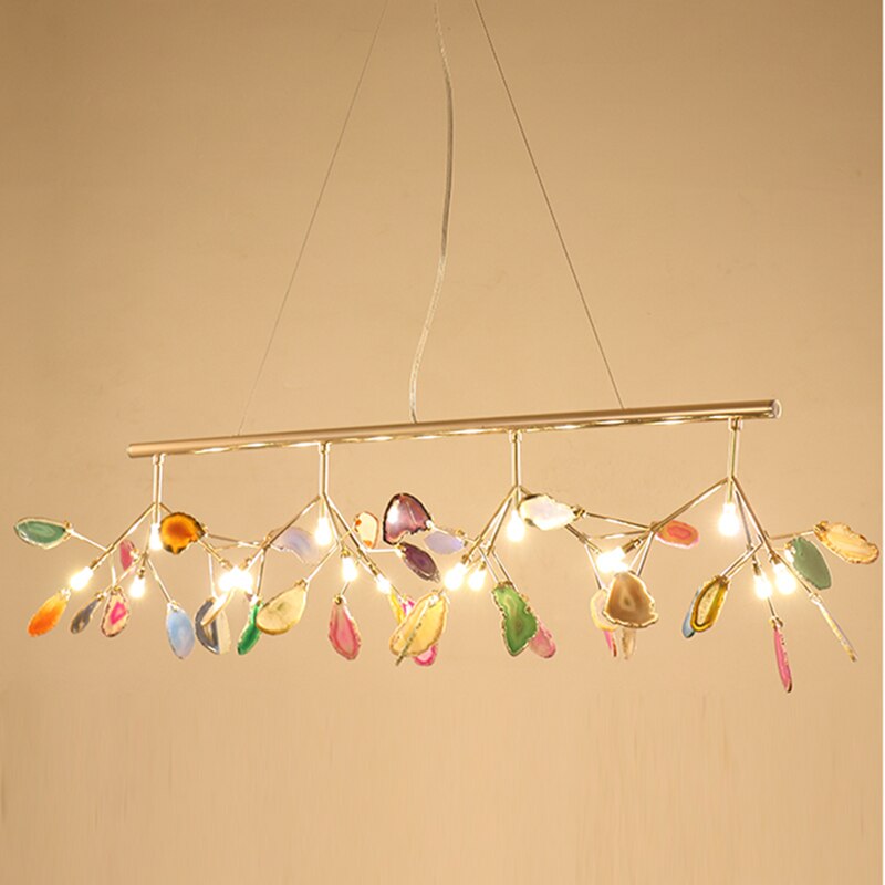 American Branch Agate Chandelier for Dining Room Simple Creative Carnelian Chandelier Hanging Home Decors Indoor Lighting Fixture