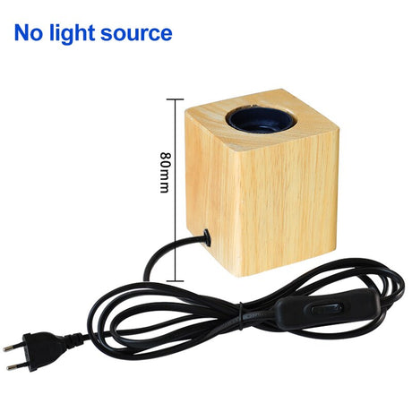 220V 110V Retro Wood Table Lamp E27 Socket Vintage Desk Lamp Base Holder EU Plug Bedside Lamp Decors Wooden Base Table Light