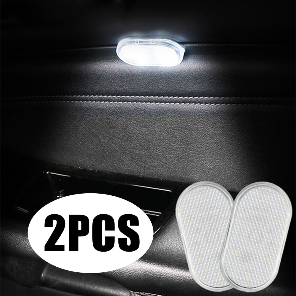 2PCS LED Interior Car Light Wireless Interior Lights Car LED Touch Lights Auto Roof Ceiling Lamp USB Charging Reading Lamps