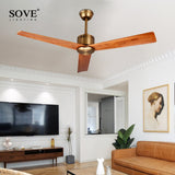 SOVE Modern Decorative Wooden Ceiling Fans Without Light Home Fan Ceiling Fan Wood Ceiling Fans Without Light Ventilador De Teto