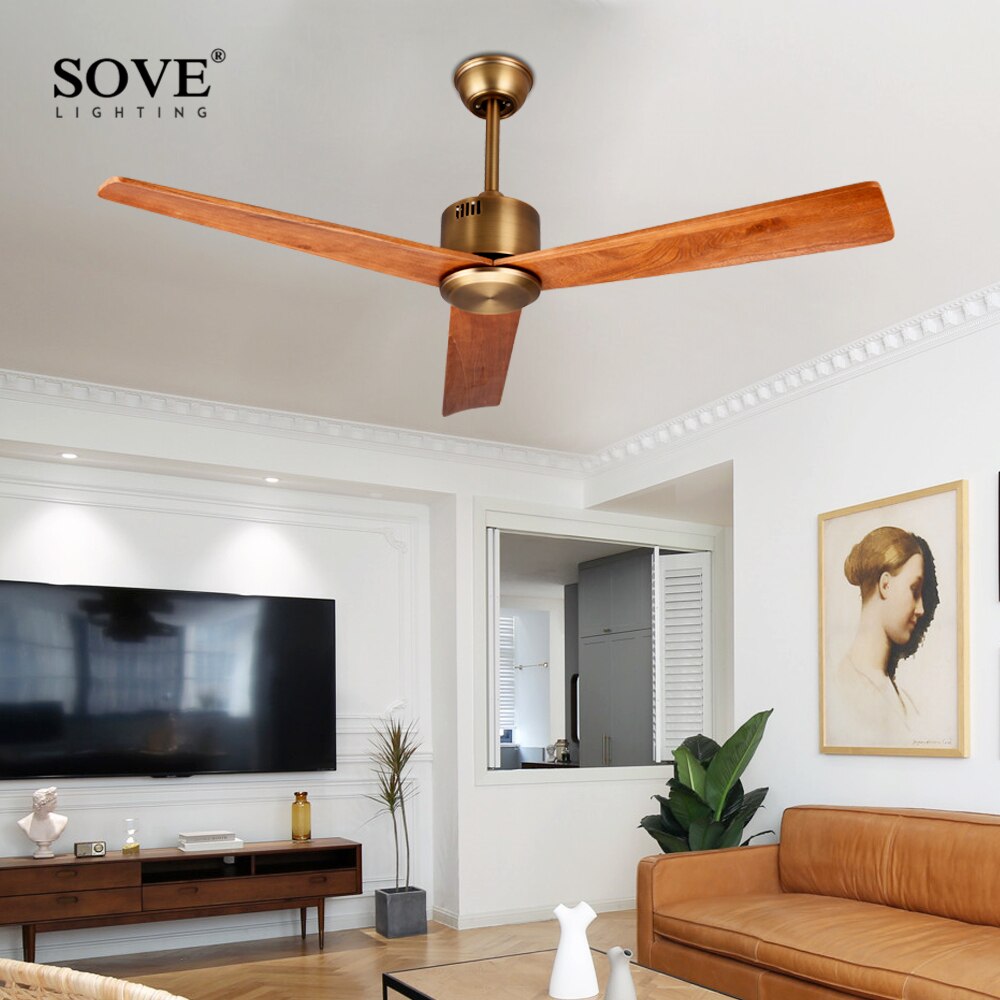 SOVE Modern Decorative Wooden Ceiling Fans Without Light Home Fan Ceiling Fan Wood Ceiling Fans Without Light Ventilador De Teto