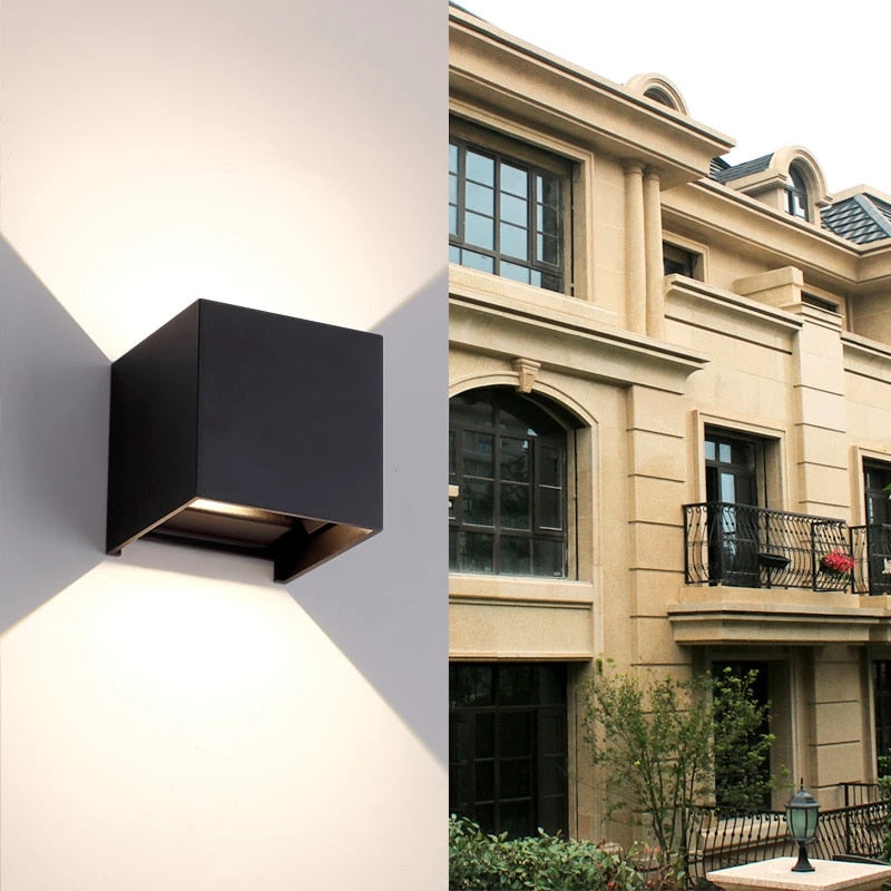 LED Outdoor Wall Lamp Aluminum Balcony Surface Mounted Cube Garden Porch Light Indoor &amp; Exterio IP65 Waterproof Modern Bulbs