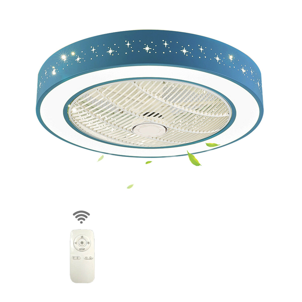 Star Ceiling Fan Light Dimmable LED Chandelier Lamp 3 Speeds +Remote Control For Children’s Room