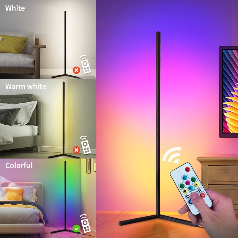 RGB  Floor Lamp Corner Standing Lamps Bedroom LED Bedside Decoration Living Room Art Decor Remote Indoor Party Stand Lighting