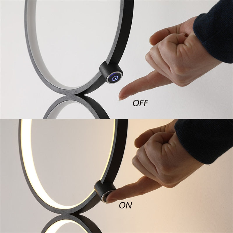 Modern LED Floor Lamp Touch Switch Ring Indoor Decor Light Nordic Minimalist Art Living Room Bedroom Home Standing Lamp Lighting