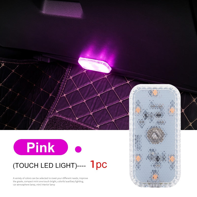 LED Touch Light Mini Wireless Car Interior Lighting Auto Roof Ceiling Reading Lamp for Door Foot Trunk Storage Box USB Charging