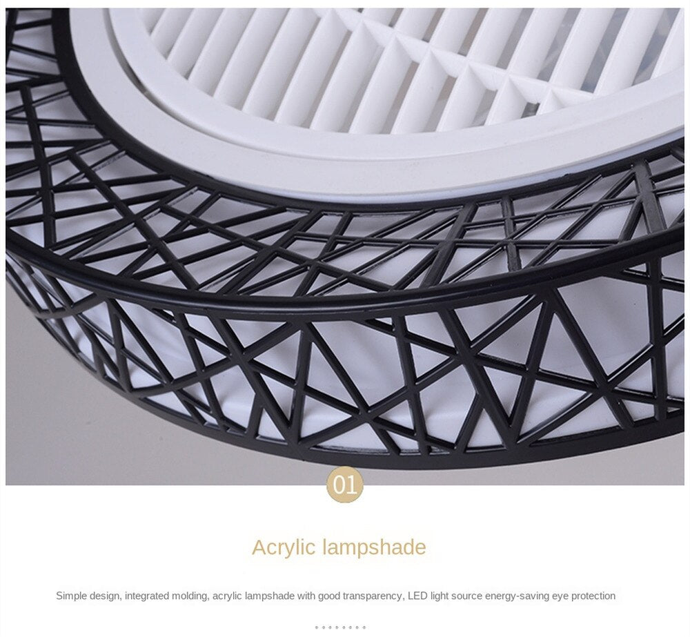Nordic postmodern intelligent LED ceiling fan with lamp remote control bedroom decorative fan invisible silent ceiling fan lamp