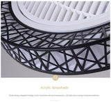 Nordic postmodern intelligent LED ceiling fan with lamp remote control bedroom decorative fan invisible silent ceiling fan lamp
