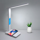 LAOPAO 10W QI Wireless Charging LED Desk Lamp With Calendar Temperature Alarm Clock Eye Protect Study Business Light Table Lamp
