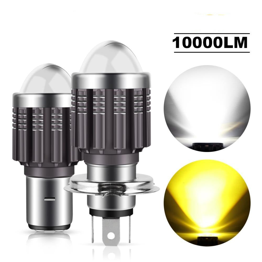 10000Lm H4 LED Moto H6 BA20D LED Motorcycle Headlight Bulbs CSP Lens White Yellow Hi Lo Lamp Scooter Accessories Fog Lights 12V