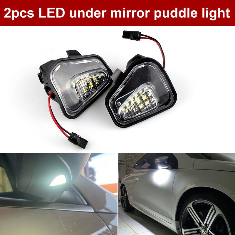 2PCS For VW Passat B7 CC Scirocco Jetta MK6 EOS Beetle R LED Side Rearview Mirror Floor Ground Lamp Puddle Welcome Light