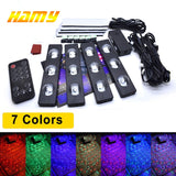 4pcs Car Interior LED RGB Strip Light Styling Decorative Atmosphere Lamps USB Wireless remote control music atmosphere foot lamp