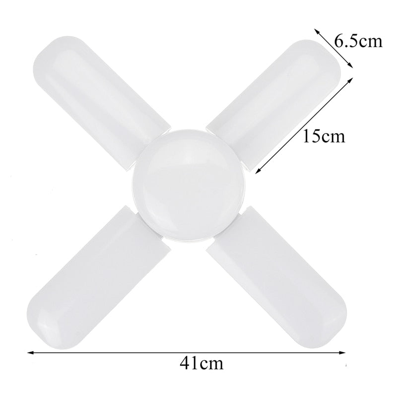 LED Garage Lights Foldable E27 Bulb 4 Adjustable Fan Blades Deformable Workshop Warehouse Ceiling Lighting 6500K AC110-265V