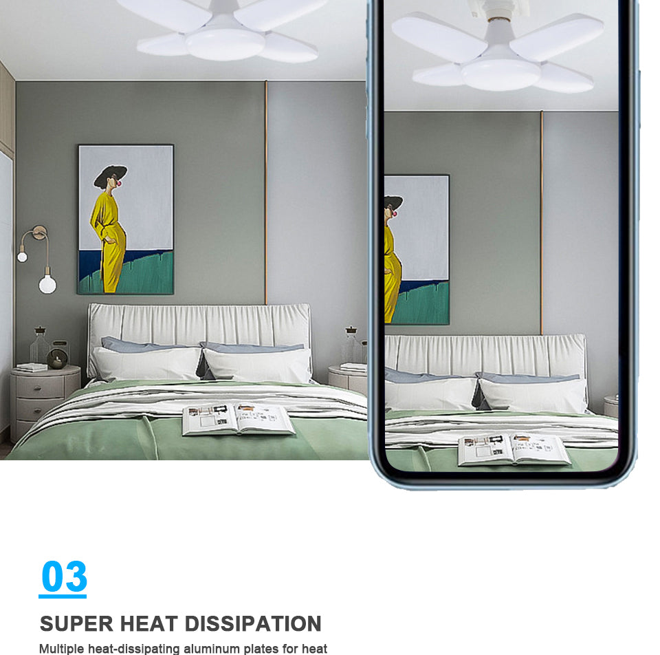 Led bulb light fan blade timing light foldable light AC85-265V 28W with remote control Lampada home living room garage lighting