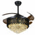 LED Crystal Chandelier Retractable Ceiling Fan Light with Remote Control