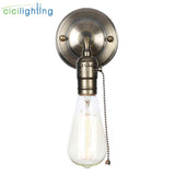 Pull Chain Switch Scones led Wall Lights Chrome Loft Style Retro Vintage Iron Bedroom Wall Lamp Bedside Lampen Stair Wandlamp