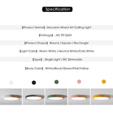 LED Ceiling Light Modern Nordic Round Lamp Wooden Home Living Room Bedroom Study Surface Mounted Lighting Fixture Remote Control