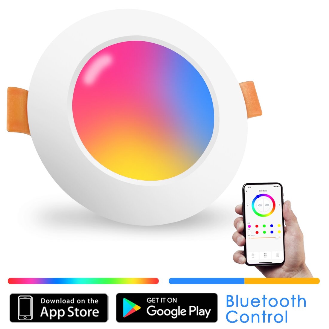 Bluetooth-Compatible Colorful Spot LED Ceiling Lamp Recessed Round Lig ...