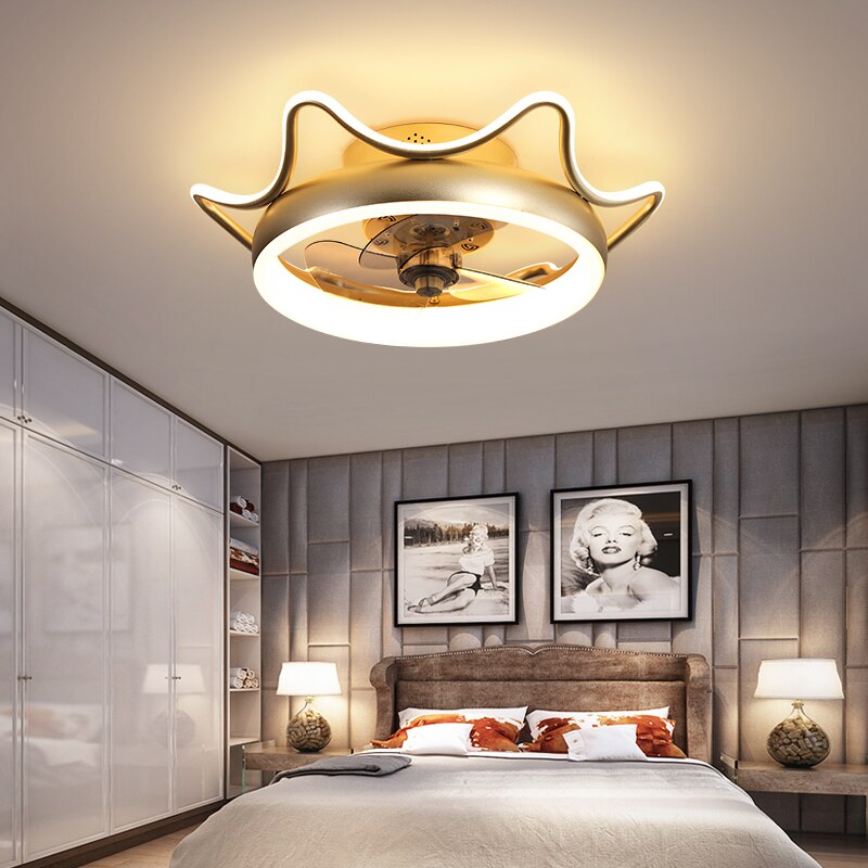 Modern simple ceiling fan transparent crystal decorative LED remote control lighting bedroom fan lamp free delivery