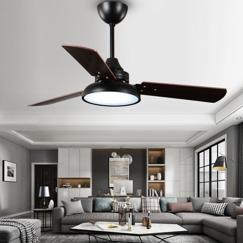 Ceiling Fans 220V Wooden Nordic Industrial Wind Ceiling Fans With Lights 42 Inch Blades Cooling Fans Remote Dimming Fan Lamp