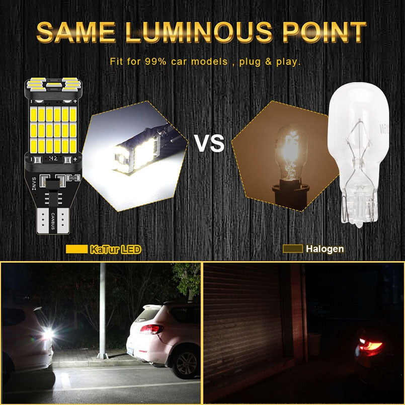 K a t u r 2Pcs 1200Lm T15 W16W LED Canbus Bulbs 920 912 4014SMD White 12V LED Reversing lights for BMW Mercedes Benz W203 W211 W204