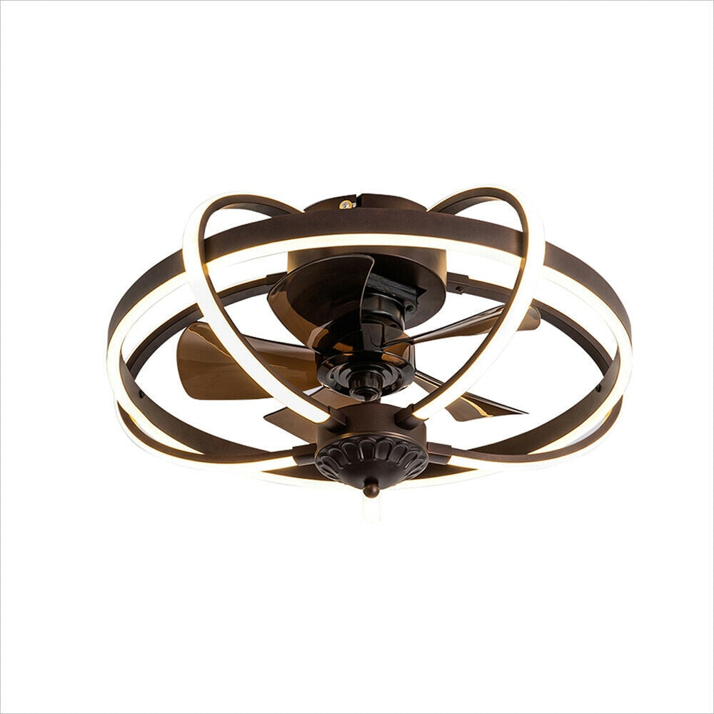 20 Inch LED Ceiling Fan Light Modern Cage Chandelier 3 Speed Setting with Remote and APP Control Function for Bedroom