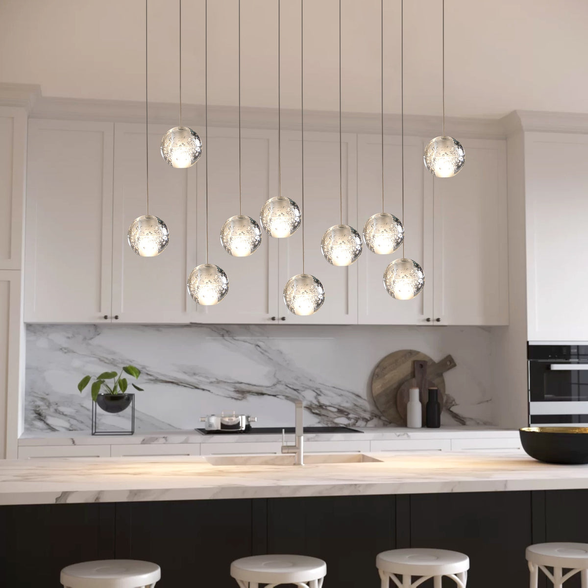 10 Lights Crystal Ball Chandelier LED Hanging Light for Dining Room Stairs Shop Hotel Dimmable Home Lighting