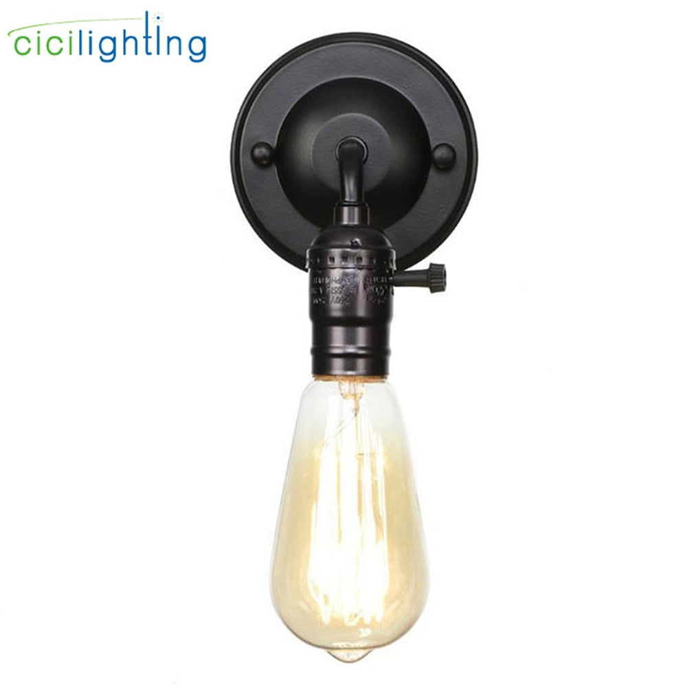 Pull Chain Switch Scones led Wall Lights Chrome Loft Style Retro Vintage Iron Bedroom Wall Lamp Bedside Lampen Stair Wandlamp