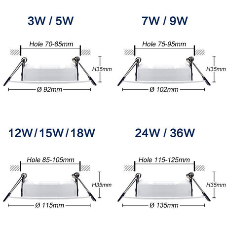 Dimmable Waterproof LED Downlight AC220V 230V 5W 7W 9W 12W 15W 18W 24W LED indoor Lamp Recessed LED Spot Light For Bathroom
